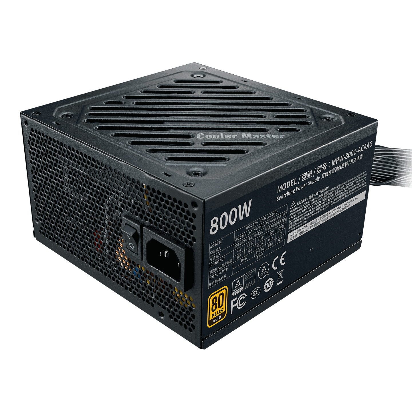 Cooler Master G800 Gold 80 Plus Gold ATX Power Non-Modular Power Supply Cooler Master G800 Gold 80 Plus Gold ATX Power Non-Modular Power Supply